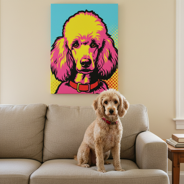 Pop Art Poodle Canvas — Bold Dog Wall Art — Lifestyle View