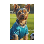 Yorkshire Terrier Oil Painting Soccer Portrait Canvas Wall Art | Yorkie Dog Lover Gift | Pet Decor for Home