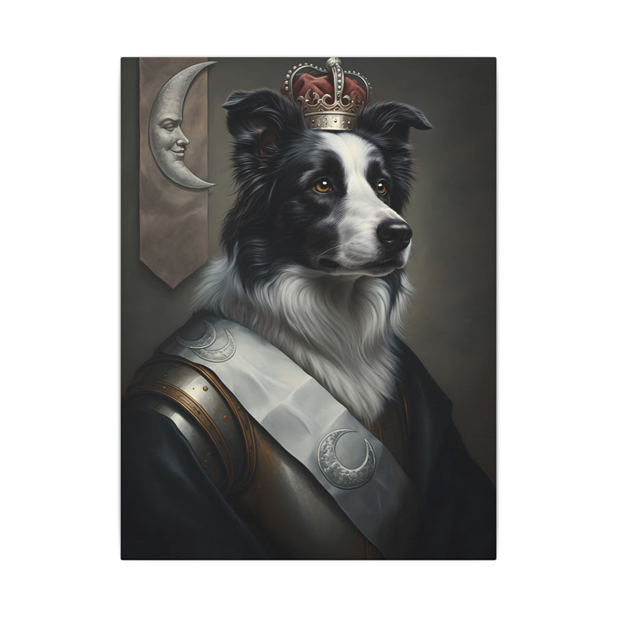 Border Collie Renaissance Royal Portrait Canvas Wall Art, Regal Dog Painting, Border Collie Lover Gift, Stretched Canvas