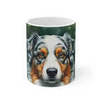 Australian Shepherd Watercolor Garden Peek Gift Set — Mug + Coaster + Sticker | Tritan