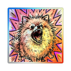 Pomeranian Comic Pop Art vinyl sticker by Tritan, angled view