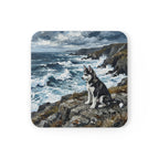 Siberian Husky Acrylic Gallery Print Coastal Cliffside Drink Coaster | Premium Dog Prints | Tritan — secondary view