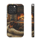 Acrylic Dachshund - Winter Hearth | Tough Phone Case