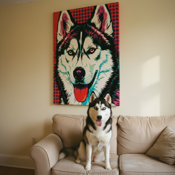 Pop Art Husky Canvas — Bold Dog Wall Art — Lifestyle View