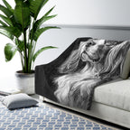 Cavalier King Charles Spaniel Charcoal Portrait Sherpa Fleece Blanket | Dog Lover Gift