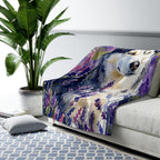 Siberian Husky Watercolor Lavender Fields Throw Blanket | Premium Dog Art | Tritan