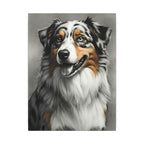 Australian Shepherd Charcoal Portrait Canvas Print, Aussie Dog Wall Art, Pet Lover Gift, Rustic Home Decor