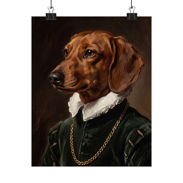 Dachshund Renaissance Royal Portrait Matte Poster, Regal Dog Art Print, Dachshund Lover Gift, Wall Art
