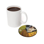 Border Collie Oil Painting Soccer Portrait Coaster - Dog Art Gift, Pet Decor, Sports Fan Present