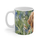 Golden Retriever Watercolor Garden Peek Ceramic Mug 11oz | Dog Lover Gift