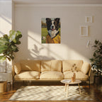 Border Collie Oil Painting Soccer Portrait Stretched Canvas Wall Art | Energetic Dog Lover Gift | Premium Pet Decor