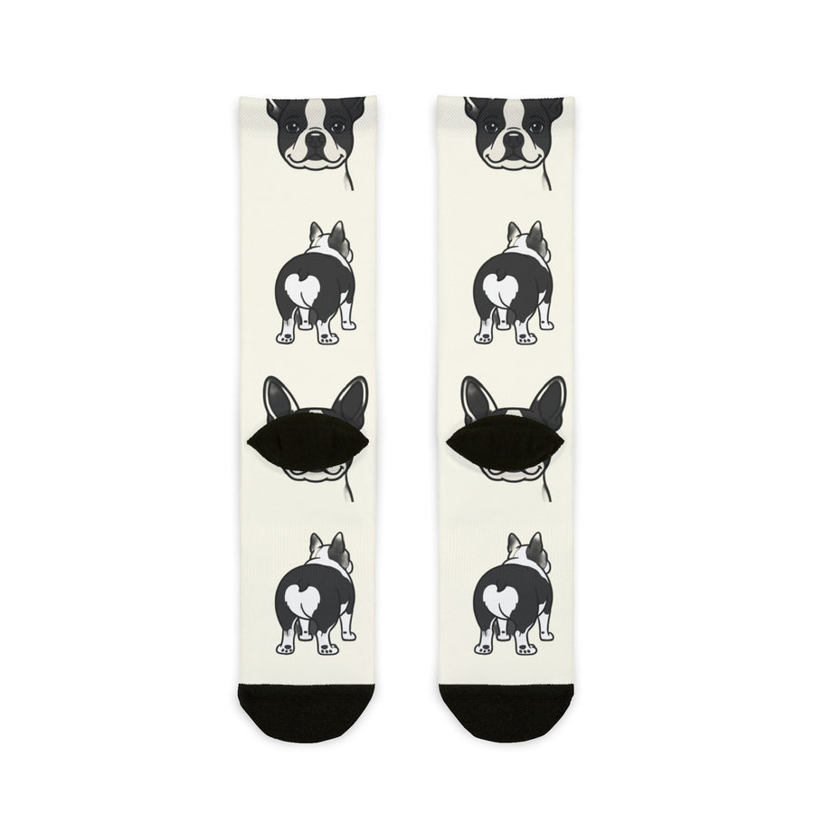 Boston Terrier Socks | Fun All Over Print Dog Socks | Boston Mom Gift | Cute Crew Socks for Dog Lovers | Stocking Stuffer