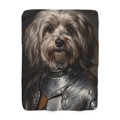 Havanese Medieval Knight Portrait Regal Throw Blanket | Premium Dog Art | Tritan