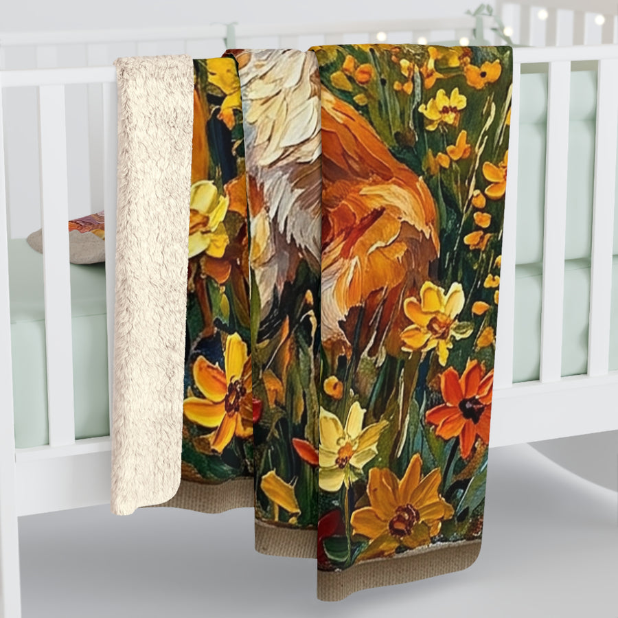 Corgi Acrylic Gallery Print Sunset Prairie Throw Blanket | Premium Dog Prints | Tritan — detail view