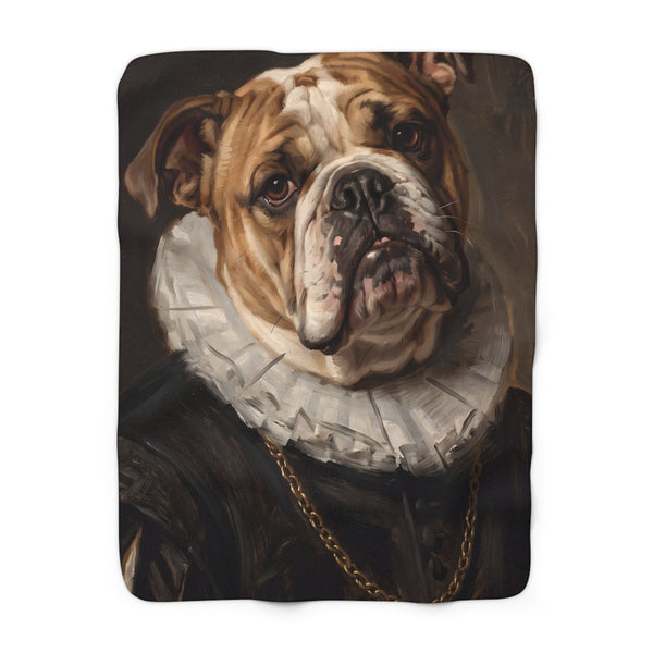 English Bulldog Renaissance Royal Portrait Regal Throw Blanket | Premium Dog Art | Tritan