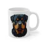 Rottweiler Stained Glass Monochrome Gold Ceramic Mug 11oz | Dog Lover Gift