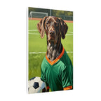 German Shorthaired Pointer Oil Painting Soccer Portrait Wall Art, GSP Dog Lover Gift, Canine Decor, Fetching Football Fan Canvas