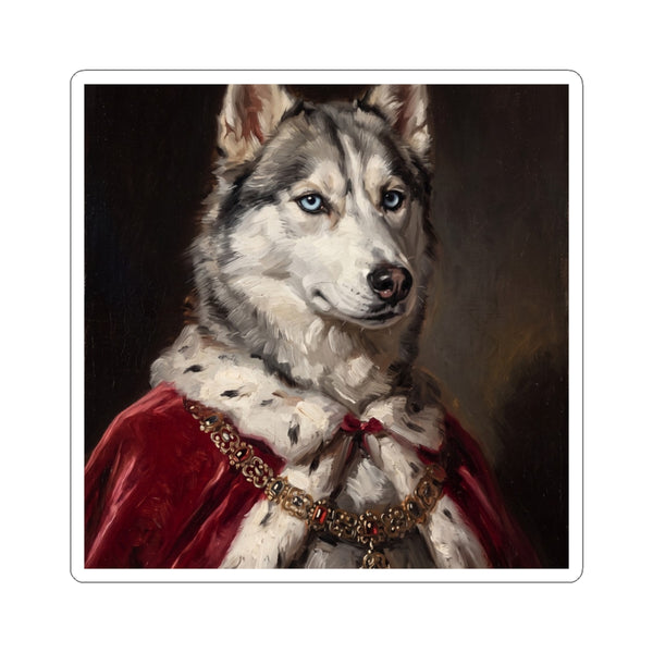 Siberian Husky Kings & Queens Royal Portrait Sticker, Dog Portrait Vinyl Decal, Kiss-Cut Sticker, Siberian Husky Lover Gift