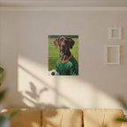 German Shorthaired Pointer Oil Painting Soccer Portrait Wall Art, GSP Dog Lover Gift, Canine Decor, Fetching Football Fan Canvas