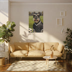 Miniature Schnauzer Soccer Portrait Oil Painting Canvas Wall Art, Schnauzer Dog Lover Gift, Pet Decor, Sports Fan Home Decor