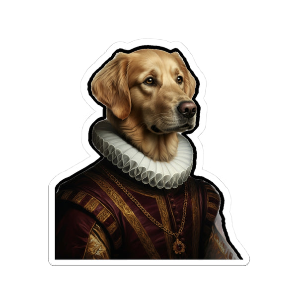 Golden Retriever Renaissance Royal Portrait Sticker, Dog Portrait Vinyl Decal, Kiss-Cut Sticker, Golden Retriever Lover Gift
