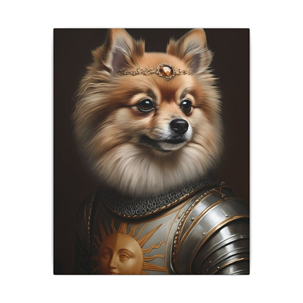 Pomeranian Medieval Knight Portrait Canvas Wall Art, Regal Dog Painting, Pomeranian Lover Gift, Stretched Canvas