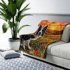 Border Collie Acrylic Gallery Print Sunset Prairie Sherpa Fleece Blanket | Dog Lover Gift — view 5 of 9