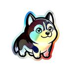 Chibi Siberian Husky Holo Sticker | Tritan