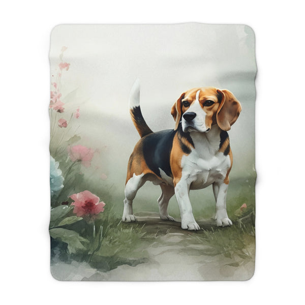 Beagle Watercolor Rain Garden Throw Blanket | Premium Dog Prints | Tritan