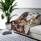 Siberian Husky Watercolor Autumn Path Throw Blanket | Premium Dog Art | Tritan