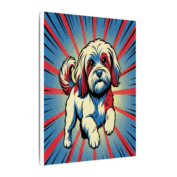 Havanese Comic Art Canvas - Energetic Pop Art Dog Portrait with Halftone Style