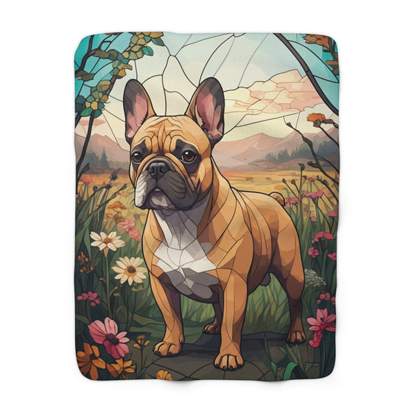 French Bulldog Low Poly Prairie Sherpa Fleece Blanket | Dog Lover Gift