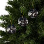 Pack of 3 Staffordshire Bull Terrier Christmas ornaments on a Christmas tree