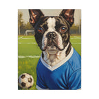 Boston Terrier Oil Painting Soccer Portrait Canvas Wall Art - Dog Lover Gift, Pet Decor, Sports Fan Home Art