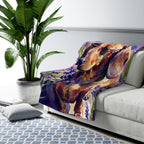 Dachshund Watercolor Lavender Fields Throw Blanket | Premium Dog Art | Tritan