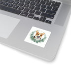 Corgi Watercolor Botanical Wreath Kiss-Cut Stickers | Premium Dog Prints | Tritan — view 11 of 12
