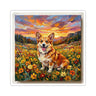 Corgi Acrylic Sunset Prairie Kiss-Cut Stickers | Premium Dog Art | Tritan