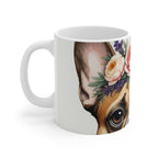 French Bulldog Watercolor Floral Crown Coffee Mug | Premium Dog Prints | Tritan — secondary view