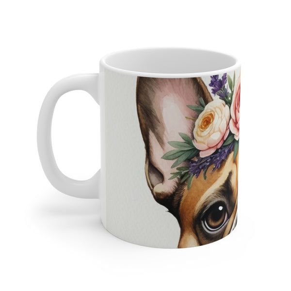 French Bulldog Watercolor Floral Crown Coffee Mug | Premium Dog Prints | Tritan