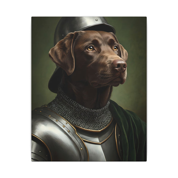 Labrador Retriever Medieval Knight Portrait Canvas Wall Art, Regal Dog Painting, Labrador Retriever Lover Gift, Stretched Canvas