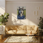 Siberian Husky Oil Painting Soccer Portrait Canvas Art | Dog Wall Decor | Pet Lover Gift for Sports Fans