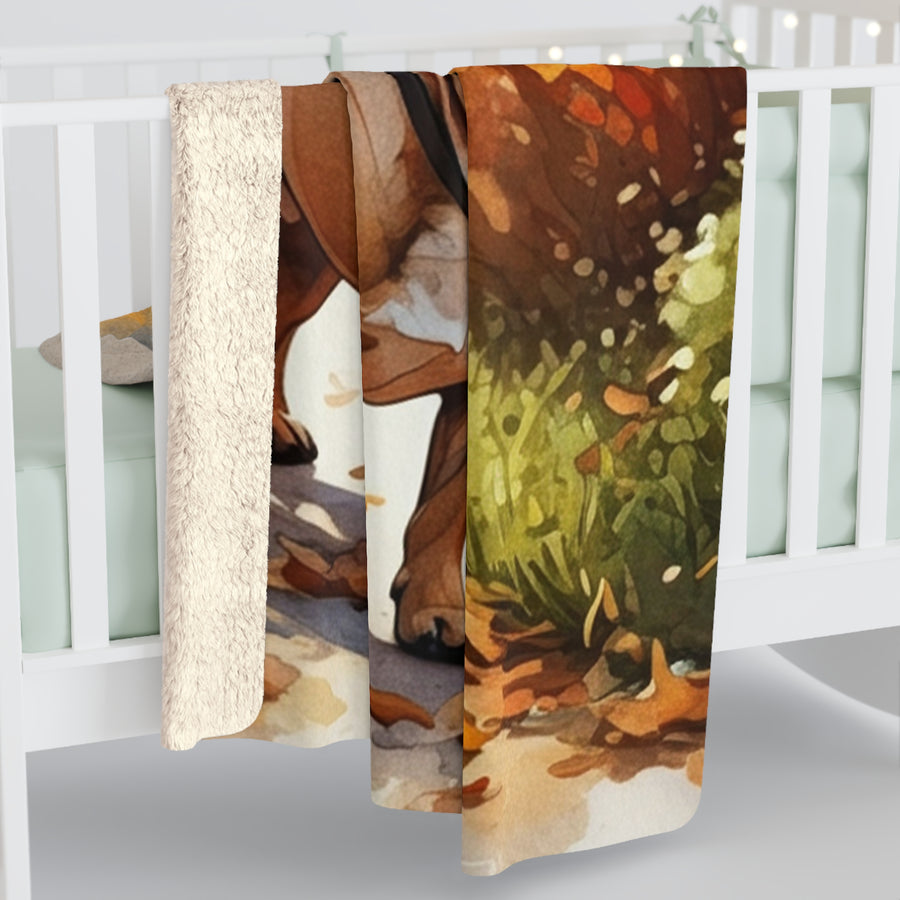 French Bulldog Watercolor Autumn Path Throw Blanket | Premium Dog Prints | Tritan — detail view