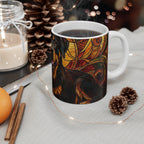 Rottweiler Stained Glass Warm Jewel Ceramic Mug 11oz | Dog Lover Gift