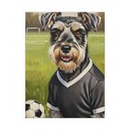Miniature Schnauzer Soccer Portrait Oil Painting Canvas Wall Art, Schnauzer Dog Lover Gift, Pet Decor, Sports Fan Home Decor