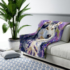 Siberian Husky Watercolor Lavender Fields Throw Blanket | Premium Dog Art | Tritan