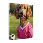 Poodle Oil Painting Soccer Portrait Wall Art, Poodle Mom Gift, Dog Lover Decor, Stretched Canvas Print