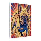 French Bulldog Pop Art Canvas - Dynamic Comic Book Style Wall Art with Halftone Dots - Energetic Retro Dog Print