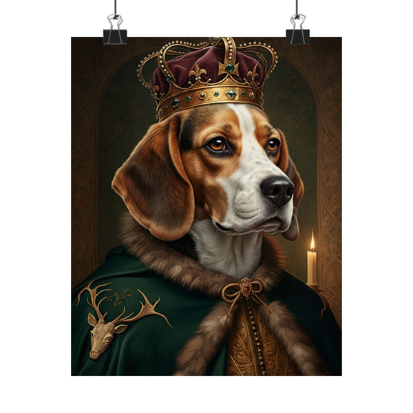 Beagle Kings & Queens Royal Portrait Matte Poster, Regal Dog Art Print, Beagle Lover Gift, Wall Art