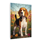 Beagle Stained Glass Canvas Wall Art, Dog Lover Gift, Pet Art Print, Stretched Canvas Decor