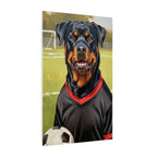 Rottweiler Oil Painting Soccer Portrait Canvas Wall Art Decor | Rottie Dog Lover Gift | Premium Pet Portrait Print
